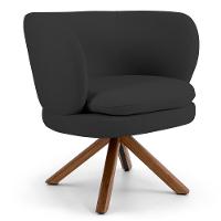 Kit 2 Poltronas Decorativas Melissa Base Giromad Giratória Linho D-465 Chumbo - Domi - 2