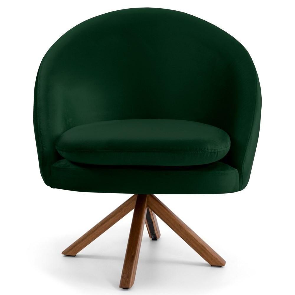 Kit 2 Poltronas Decorativas Giratórias Base Giromad Madeira Rafa C-303 Veludo Verde Musgo - Domi - 2