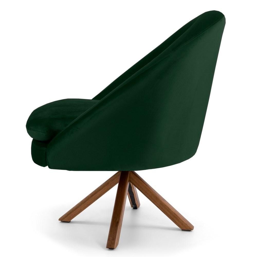 Kit 2 Poltronas Decorativas Giratórias Base Giromad Madeira Rafa C-303 Veludo Verde Musgo - Domi - 3