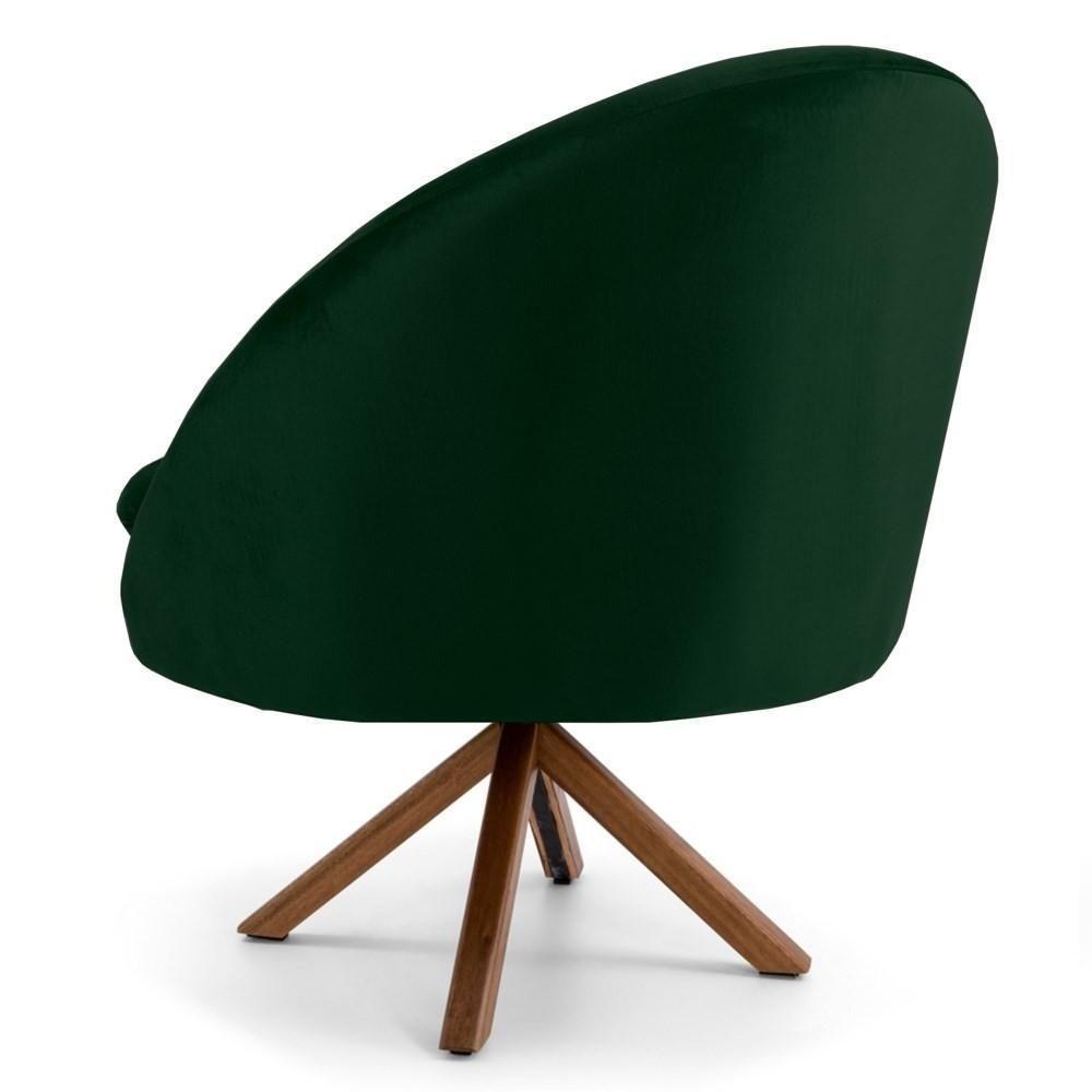 Kit 2 Poltronas Decorativas Giratórias Base Giromad Madeira Rafa C-303 Veludo Verde Musgo - Domi - 6