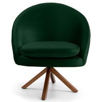 Kit 2 Poltronas Decorativas Giratórias Base Giromad Madeira Rafa C-303 Veludo Verde Musgo - Domi - 2