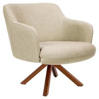 Kit 2 Poltronas Decorativas Giratórias Base Giromad Madeira Jade C-129 Linho Bege Escuro - Domi - 6