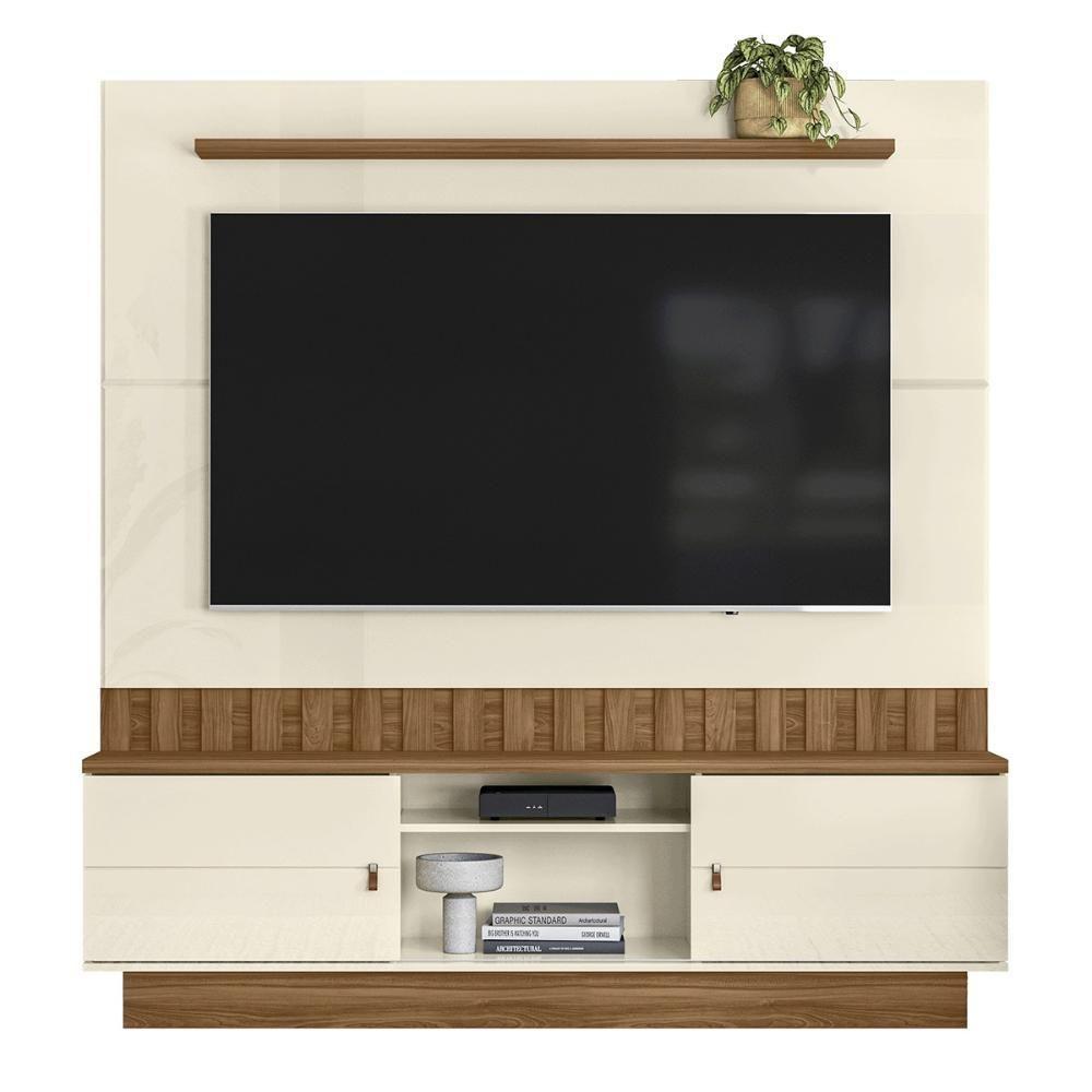 Home Painel Florianopolis Ripado Para Tv Até 70 Polegadas Off White Amendoa - 1