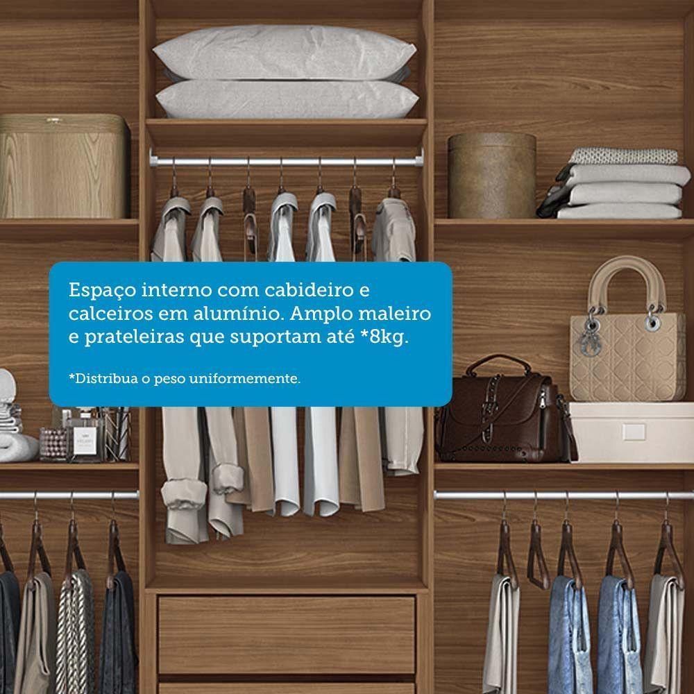 Guarda-roupa Casal 204cm 3 Portas 9 Gavetas Com Espelhos Arnaut Estilo Mm Jatoba/areia - 6