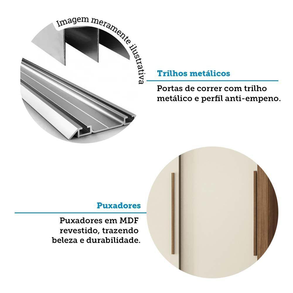 Guarda-roupa Casal 204cm 3 Portas 9 Gavetas Com Espelhos Arnaut Estilo Mm Jatoba/areia - 7