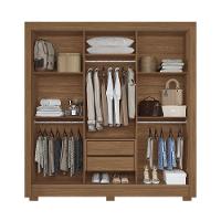 Guarda-roupa Casal 204cm 3 Portas 9 Gavetas Com Espelhos Arnaut Estilo Mm Jatoba/areia - 2
