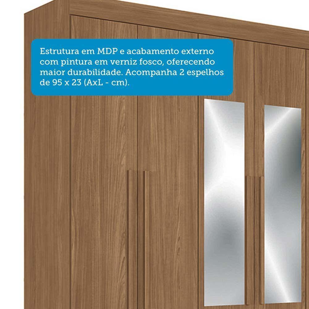 Guarda-roupa Casal 194,4cm 6 Portas 2 Gavetas Com Espelho Horácio Estilo Mm Jatoba - 8