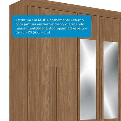 Guarda-roupa Casal 194,4cm 6 Portas 2 Gavetas Com Espelho Horácio Estilo Mm Jatoba