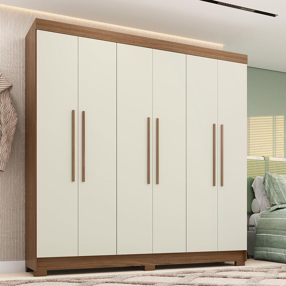Guarda-roupa Casal 194,40cm 6 Portas 2 Gavetas Horácio Estilo Mm Jatoba/areia - 1