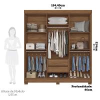 Guarda-roupa Casal 194,40cm 6 Portas 2 Gavetas Horácio Estilo Mm Jatoba/areia