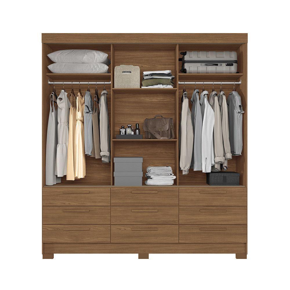 Guarda-roupa Casal 194,40 3 Portas 9 Gavetas Dante Estilo Mm Jatoba - 2