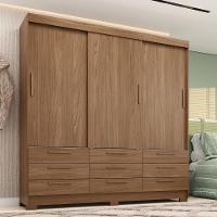 Guarda-roupa Casal 194,40 3 Portas 9 Gavetas Dante Estilo Mm Jatoba - 1