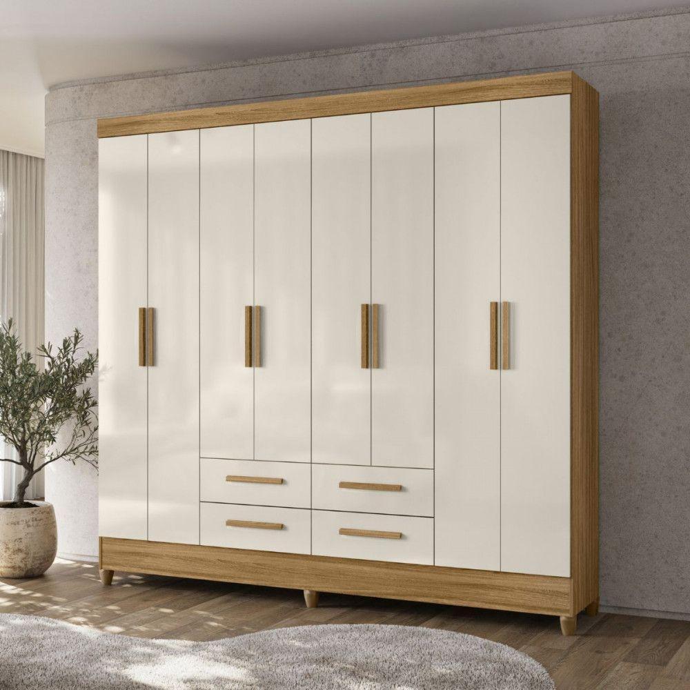 Guarda Roupa Casal 8 Portas 4 Gavetas Florida Moval Freijo/Off White - 1
