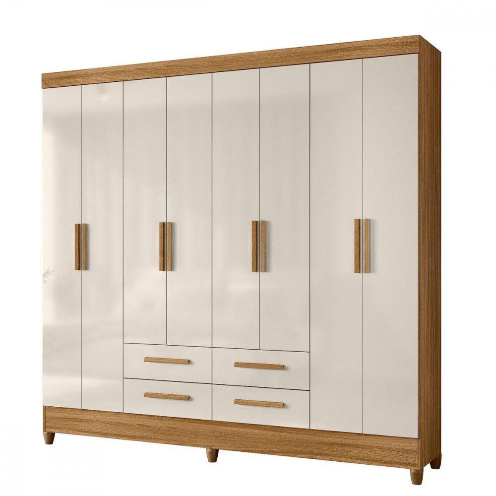 Guarda Roupa Casal 8 Portas 4 Gavetas Florida Moval Freijo/Off White - 2