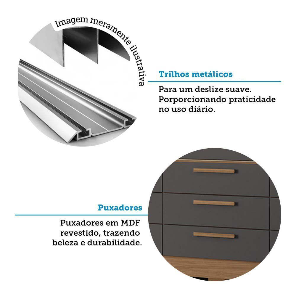 Guarda-roupa Casal 194,40 3 Portas 9 Gavetas Dante Estilo Mm Jatoba/grafitte - 7