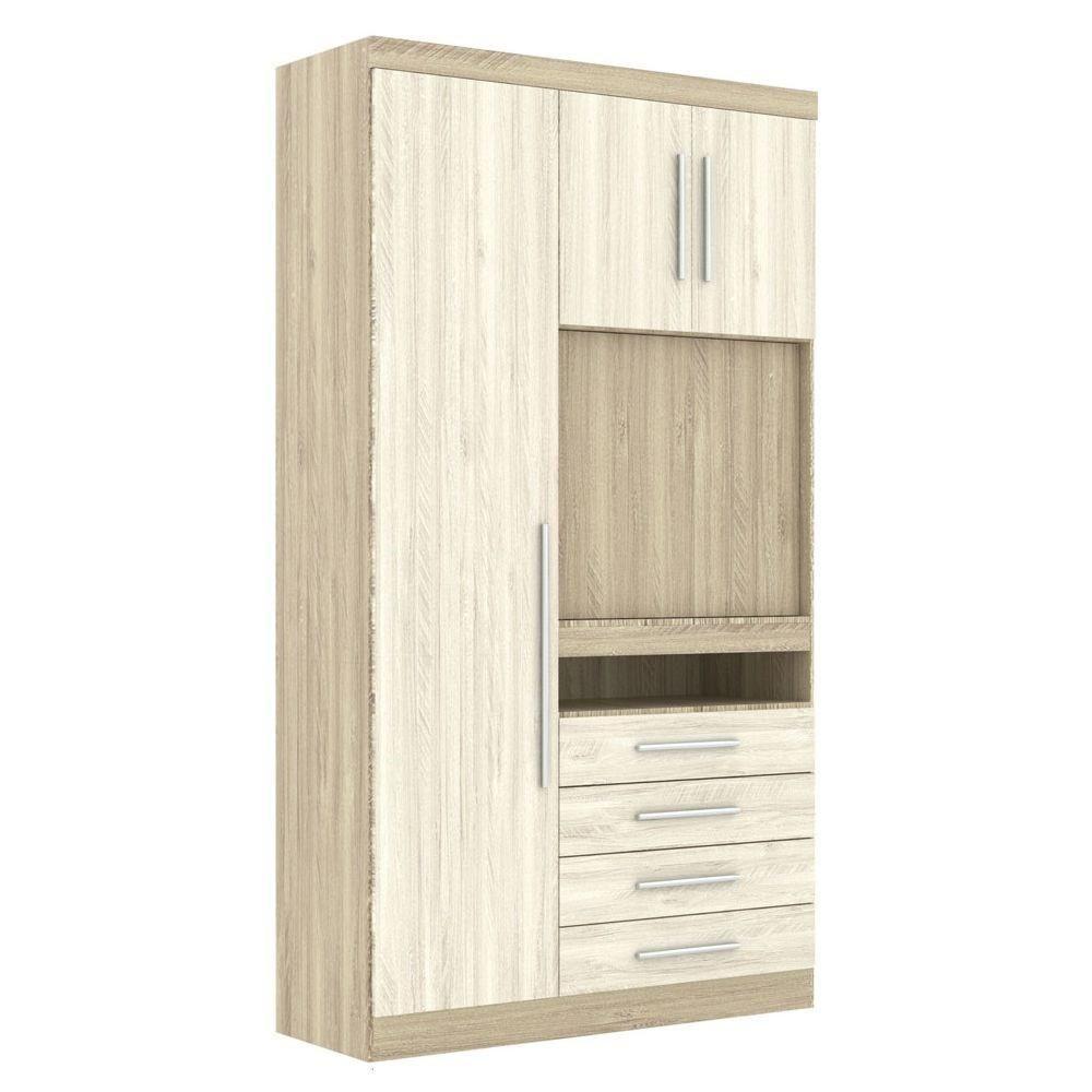 Guarda Roupa Modulado 3 Portas Com Painel Para Tv 194 Master Avelã Rústico-ártico Rústico - Eucamóveis - 1