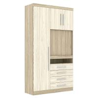 Guarda Roupa Modulado 3 Portas Com Painel Para Tv 194 Master Avelã Rústico-ártico Rústico - Eucamóveis - 1