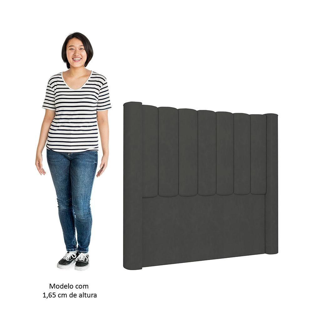 Cabeceira Casal Queen Cama Box 160cm Claire I02 Veludo Chumbo - Mpozenato - 5