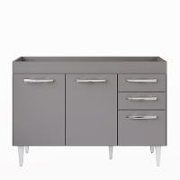 Balcão Gabinete Para Pia 120cm 3 Portas Sem Tampo Suécia Cinza - Lumil - 7