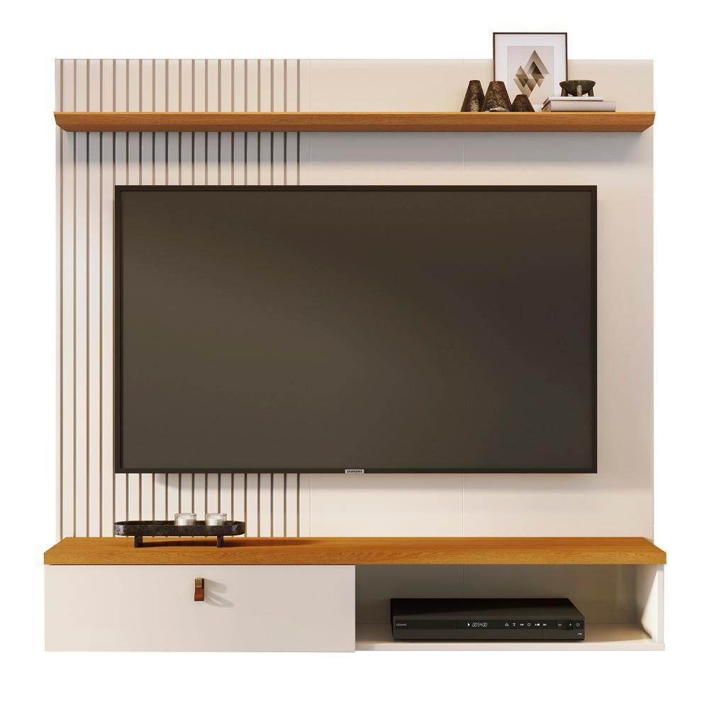 Painel Tv 55 Pol E Bancada Suspensa Talyn Z10 Off-cinamomo - Mpozenato - 1