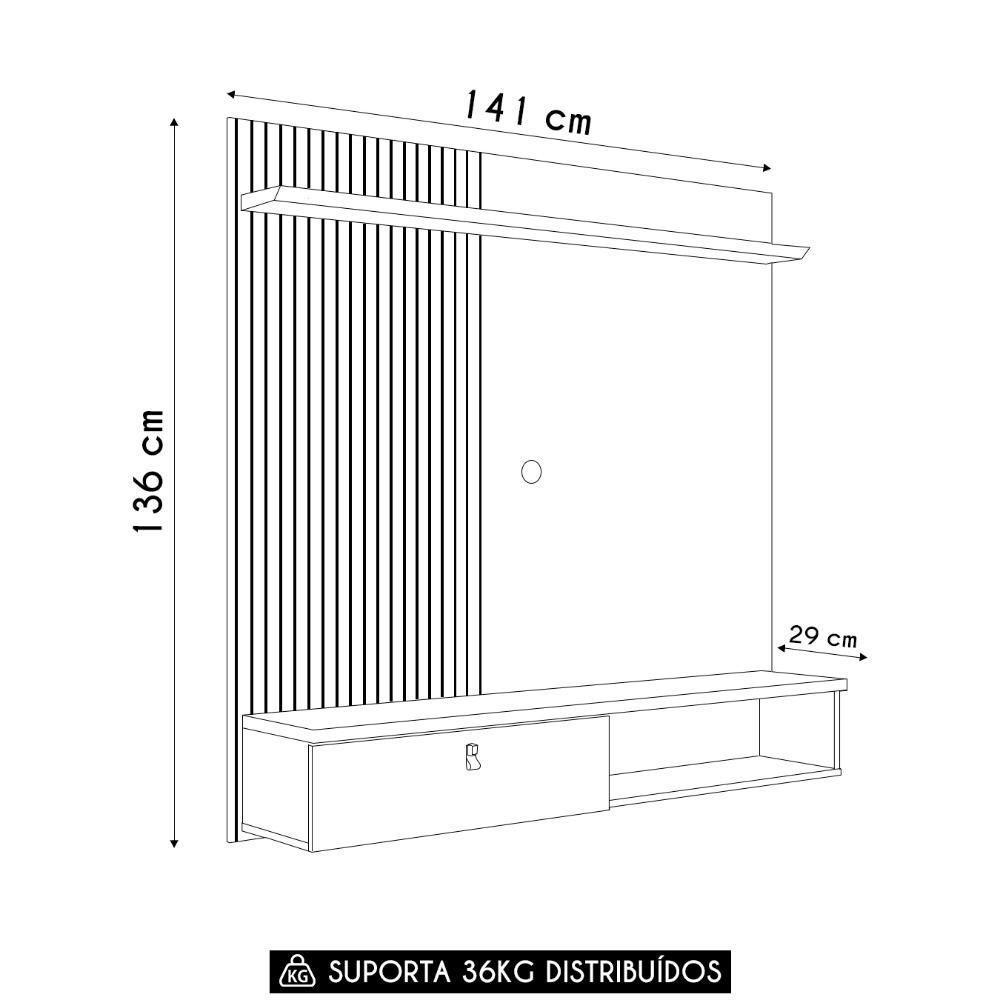 Painel Tv 55 Pol E Bancada Suspensa Talyn Z10 Off-cinamomo - Mpozenato - 4