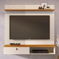 Painel Tv 55 Pol E Bancada Suspensa Talyn Z10 Off-cinamomo - Mpozenato - 2