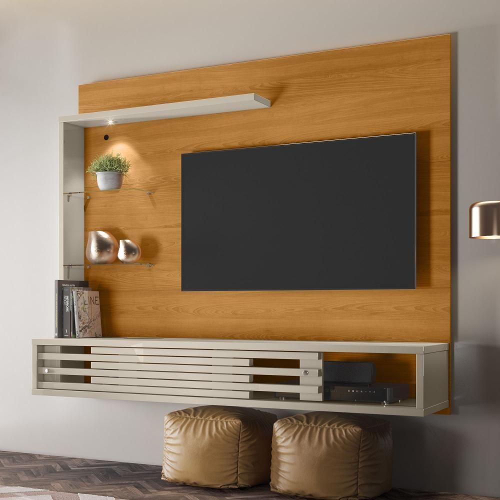 Painel Tv 50 Pol E Bancada Suspensa Keren Z10 Off-cinamomo - Mpozenato - 2