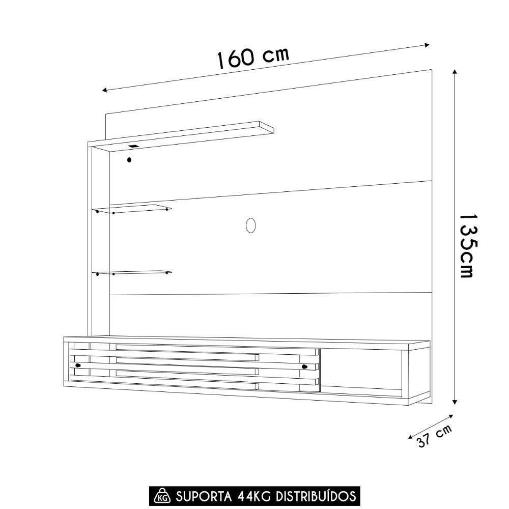 Painel Tv 50 Pol E Bancada Suspensa Keren Z10 Off-cinamomo - Mpozenato - 4