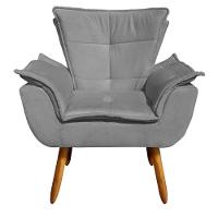 Kit Namoradeira 2 Lugares E 1 Poltrona Decorativa Pés Palito Opla Suede Grafite - Ibiza - 2