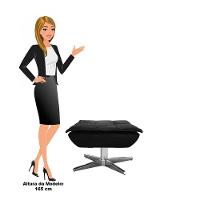 Kit 2 Puffs Decorativos Sala De Estar Giratória Cromada Opla Suede Preto - Ibiza - 4