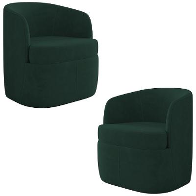 Kit 2 Poltronas Giratórias Decorativas Dandara K04 Veludo Verde Mpozenato