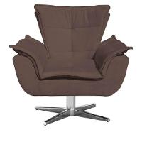 Kit 2 Poltronas Decorativas Sala De Estar Base Giratória Cromada Opla Suede Marrom - Ibiza - 2