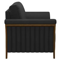 Kit 2 Poltronas Decorativas Sala De Estar 102cm Pés Madeira Roya M22 Pu Preto - Mpozenato - 5