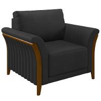 Kit 2 Poltronas Decorativas Sala De Estar 102cm Pés Madeira Roya M22 Pu Preto - Mpozenato - 8
