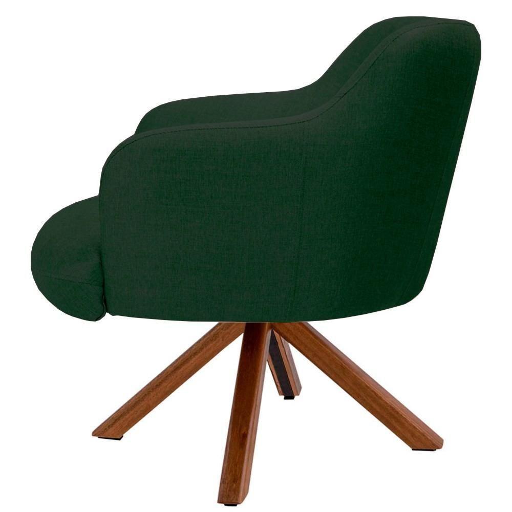 Kit 2 Poltronas Decorativas Giratórias Base Giromad Madeira Jade C-117 Linho Verde Musgo - Domi - 6