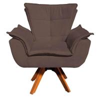 Kit 2 Poltronas Decorativas Base Giratória Giromad Com Puff Opla Suede Marrom - Ibiza - 2