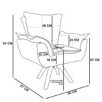 Kit 2 Poltronas Decorativas Base Giratória Giromad Com Puff Opla Suede Marrom - Ibiza