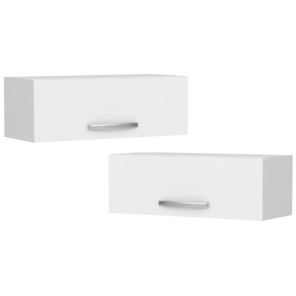 Kit 2 Armários Aéreos De Cozinha Para Geladeira 70cm 1 Porta Veneza - Lumil Móveis Branco - 1