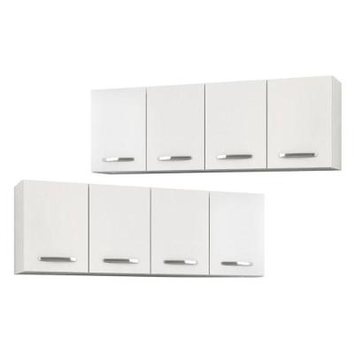 Kit 2 Armários Aéreos De Cozinha Panamá 160cm 4 Portas - Lumil Móveis Branco-castanho