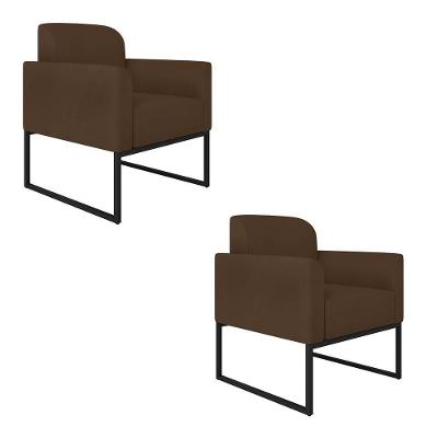 Kit 2 Poltronas Decorativas Maressa S06 Suede Marrom Ibiza