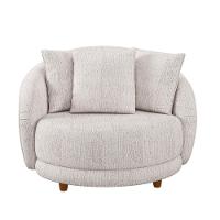 Kit 2 Poltronas Decorativa Para Sala Pés Madeira Kaly M22 Sintético Caramelo-linho Bege - Mpozenato - 5