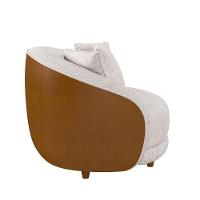 Kit 2 Poltronas Decorativa Para Sala Pés Madeira Kaly M22 Sintético Caramelo-linho Bege - Mpozenato - 7