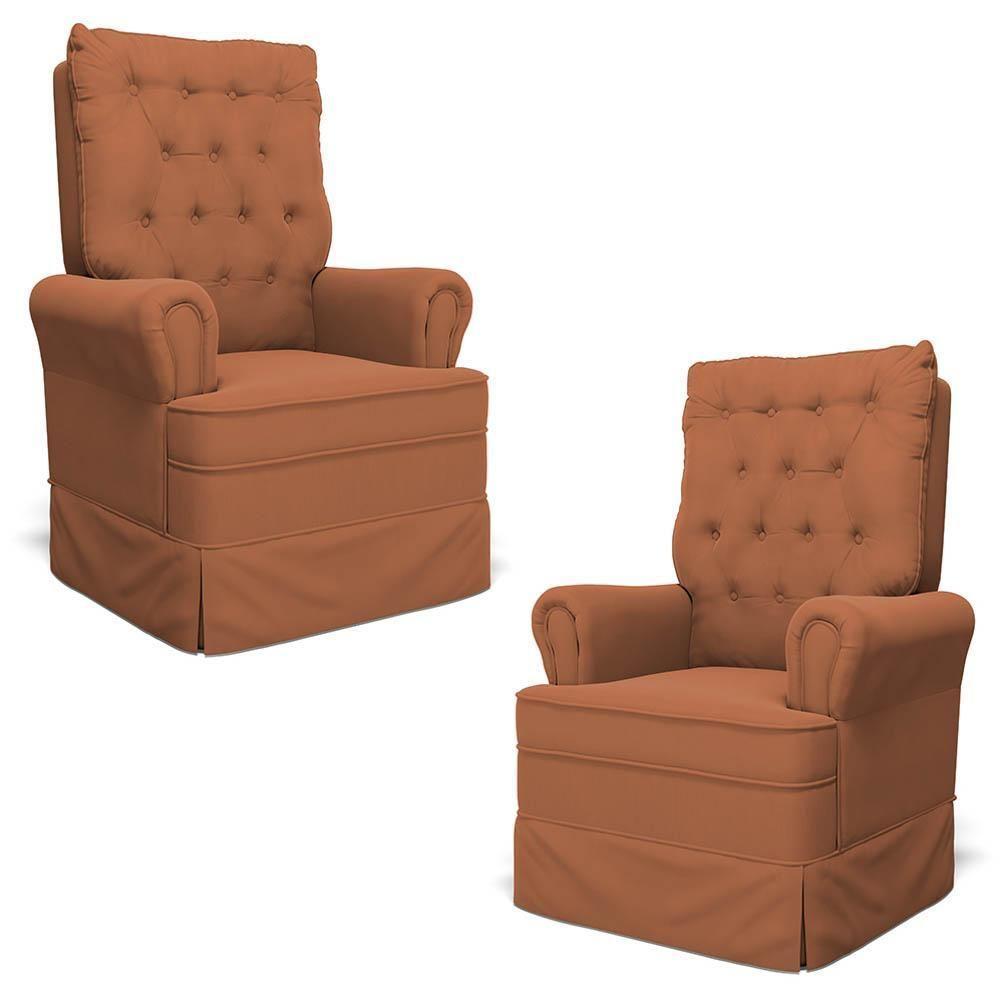 Kit 02 Poltronas De Amamentação E Descanso Com Balanço Laís G05 Veludo Terracota - Mpozenato - 1