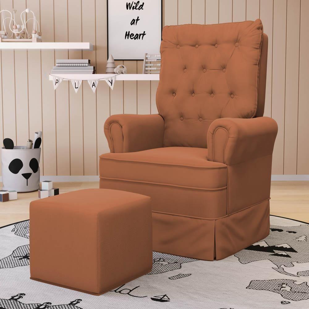 Kit 02 Poltronas De Amamentação E Descanso Com Balanço Laís G05 Veludo Terracota - Mpozenato - 6