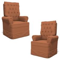 Kit 02 Poltronas De Amamentação E Descanso Com Balanço Laís G05 Veludo Terracota - Mpozenato - 1