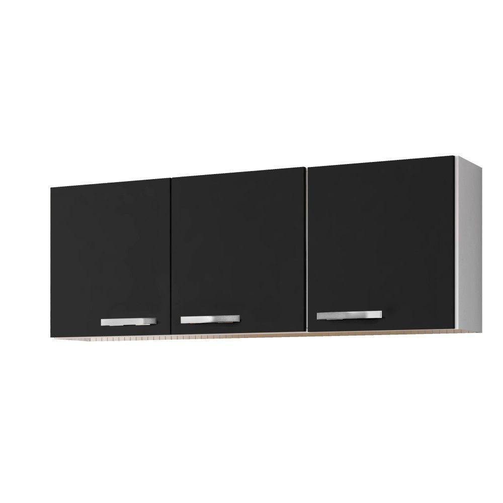 Kit 2 Armários Aéreos De Cozinha Parma 3 Portas 150cm - Lumil Móveis Branco-preto - 6