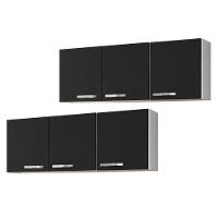 Kit 2 Armários Aéreos De Cozinha Parma 3 Portas 150cm - Lumil Móveis Branco-preto - 1