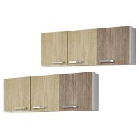 Kit 2 Armários Aéreos De Cozinha Parma 3 Portas 150cm - Lumil Móveis Branco-preto