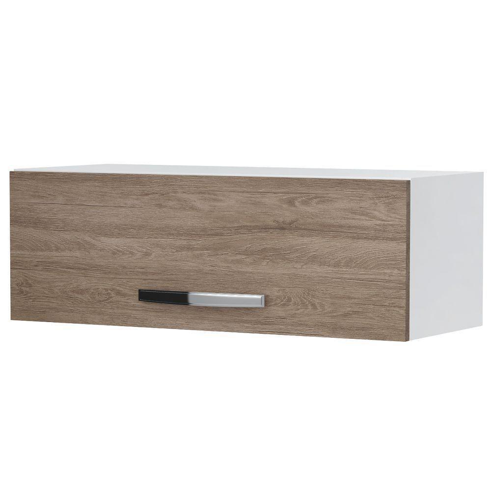 Kit 2 Armários Aéreos De Cozinha Para Geladeira 70cm 1 Porta Veneza - Lumil Móveis Branco-castanho - 3