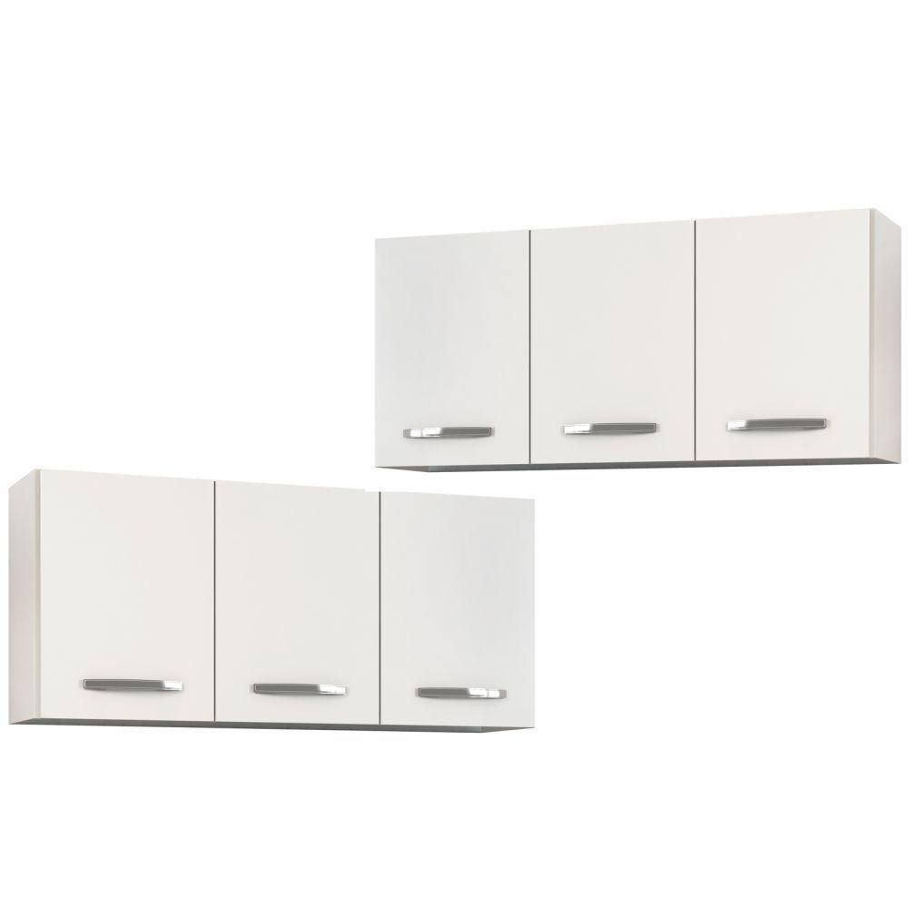 Kit 2 Armários Aéreos De Cozinha Honduras 120cm 3 Portas - Lumil Móveis Branco-castanho - 1